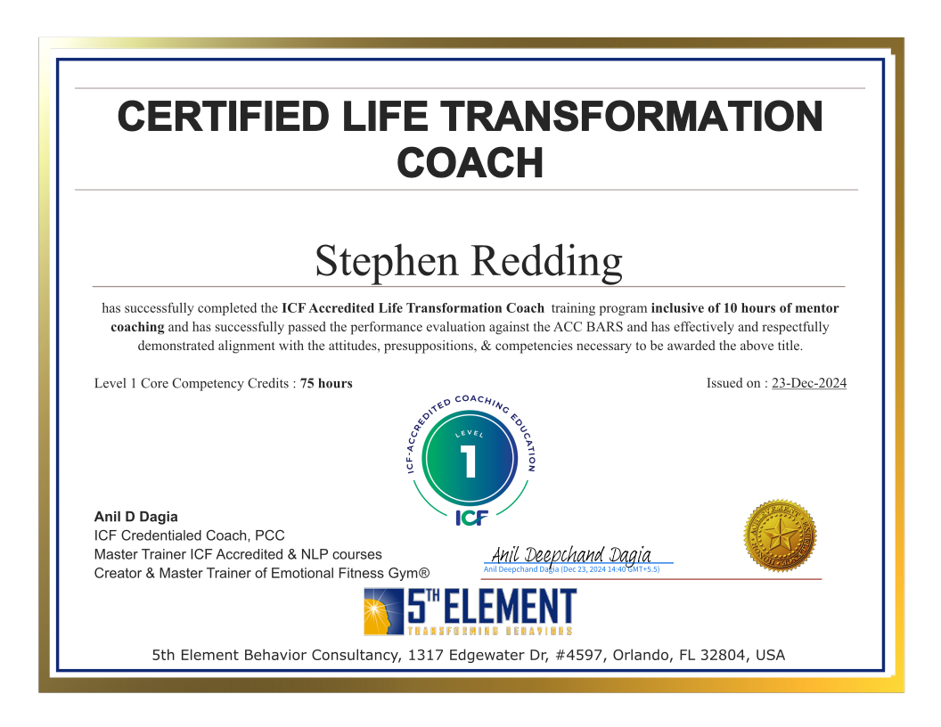 Life Transformation Coach certificate