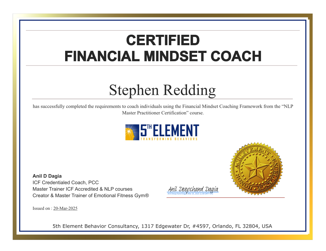 Financial Mindset Coach certificate