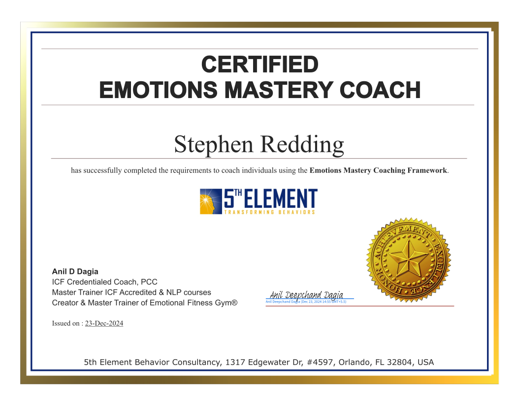 Emotions Mastery Coach certificate